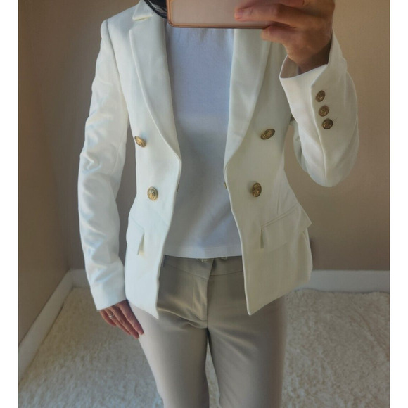 NWD Alice + Olivia Double Breasted Open Blazer Jacket Size 0 Cream #4F453 - Picture 3 of 16